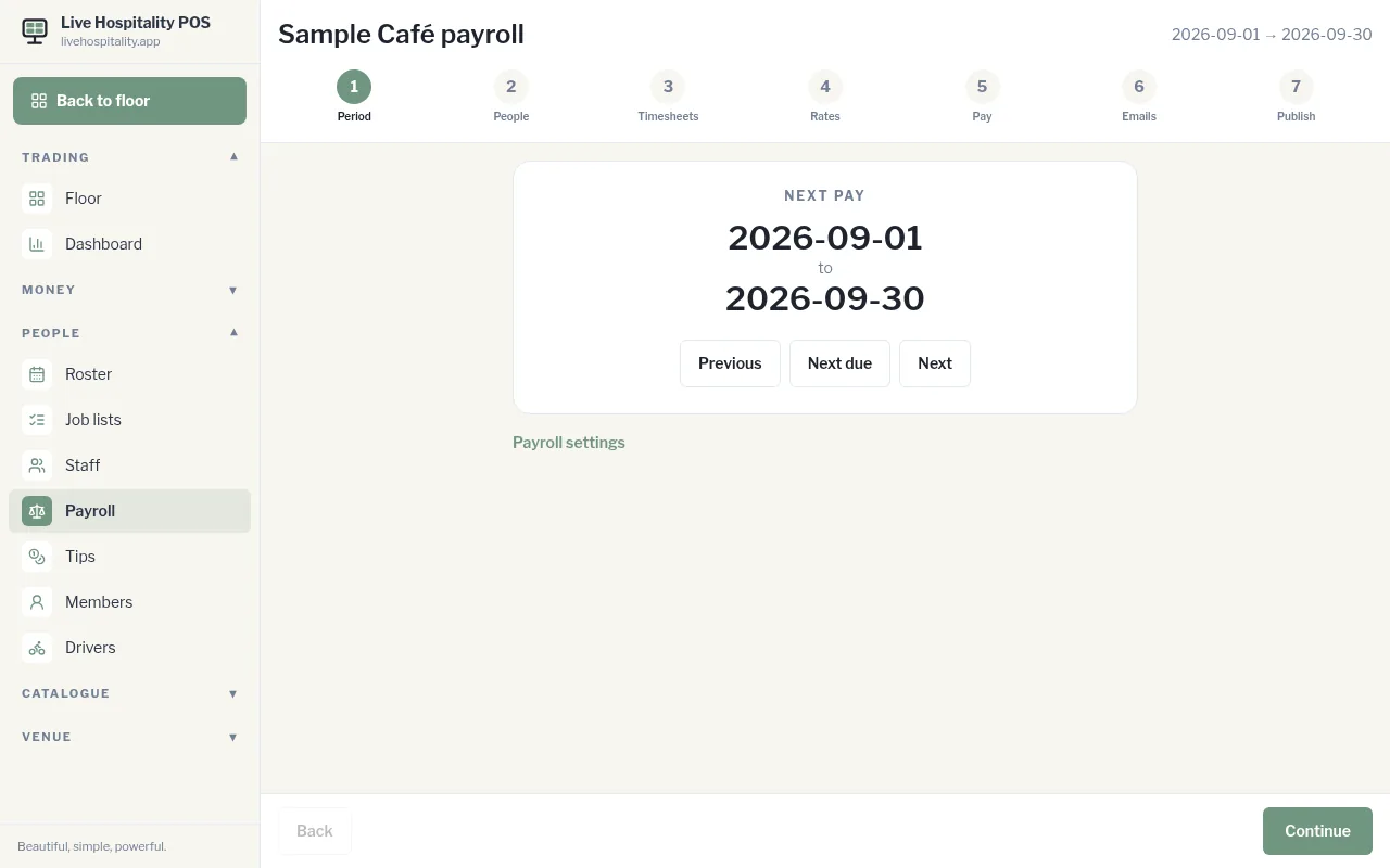 Payroll, step 1
