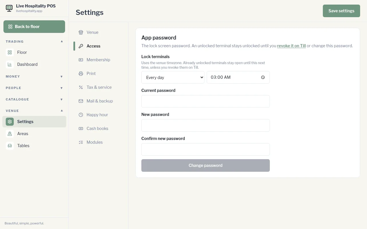Access settings